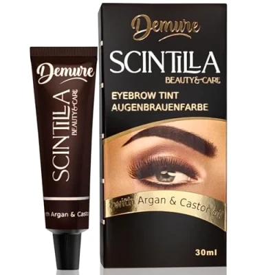 Abbildung von DEMURE Augenbrauenfarbe Kit, Professional Formula Brauenfarbe enthält Arganöl und Rizinusöl (Omega 6, Carotin, Vitamine А, Е, F), schnelle sichere Ergebnisse (1.0 Schwarz)
