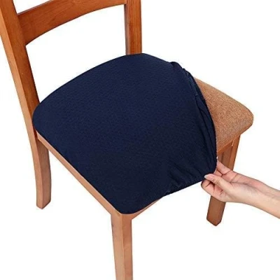 Abbildung von Homaxy Samt Stretch Esszimmer Stuhl Slipcover Satz von 2 Spandex Plüsch Kurze Deckt Solide Große Protector Home Decor, Marineblau