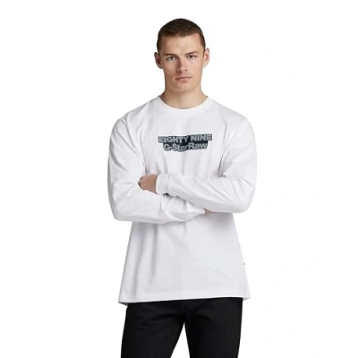 Abbildung von G Star Eighty NINE Graphic Langarmshirt, Herren, Größe: Large, White