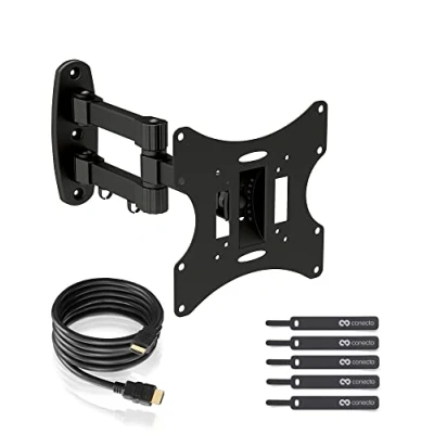 Abbildung von TV Wandhalterung für 17 42 Zoll (ca.43 107cm) Flach &amp; Curved LCD LED OLED Fernseher TFT Monitor Schwenkbar Neigbar Ausziehbar Wand Halter Halterung VESA 75x75 200x200 Schwarz