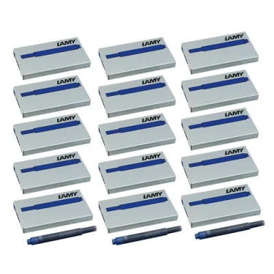Abbildung von Lamy T10 15er Set Tintenpatronen mit großem Tintenvorrat geeignet für alle Patronenfüllhaltermodelle Inhalt 1,25ml je Patrone 5 Stück pro Päckchen Tintenfarbe blau