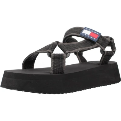 Abbildung von Tommy Jeans Webbing Cleat Plateausandalette, Damen, Größe: 38, Black Schuhe
