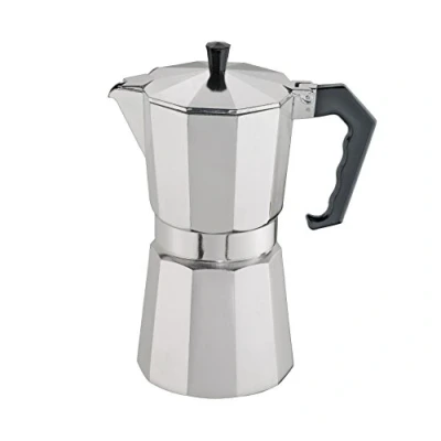Abbildung von cilio Espressokocher Classico für 9 Tassen Induktion geeignet Ø cm Höhe: 23,5 Aluminium Gehäuse Silber mit Planboden Reisen oder Camping, 15 x 23