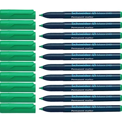 Abbildung von Schneider Maxx 240 Permanent Marker mit Rundspitze (Cap Off Ink, Strichstärke 1 2 mm) 10er Packung grün