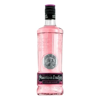 Abbildung von Puerto de Indias Sevillian Premium Strawberry Gin aromatischer Erdbeer aus Spanien mit 37,5% vol, ideal für Pink Tonic und Cocktails frischen Beeren, 0,7 l Flasche