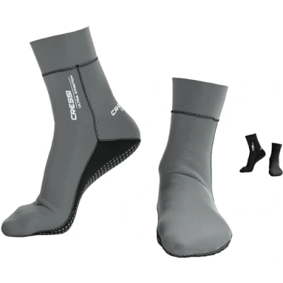 Abbildung von Cressi Ultra Stretch Neoprene Socks 1.5mm Unisex Erwachsene Doppelt Gefütterte Neopren Tauchschuhe, Grau, M