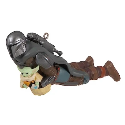 Abbildung von Hallmark Keepsake Weihnachtsdekoration 2023, Star Wars: The Mandalorian Grogu&#039;s Jetpack Adventure, Geschenke für Wars Fans