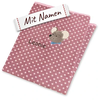 Abbildung von Sterntaler Mabel Decke mit Namen, 100x75, Mädchen Baby Kinder Plüsch Einschlagdecke Schmusedecke Babydecke Kuscheldecke