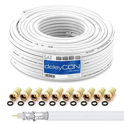 Abbildung von deleyCON 50m HQ SAT Kabel HDTV 130dB 4x geschirmt + 10x F Stecker