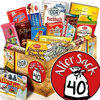 Abbildung von Alter Sack 40 Ostpaket DDR Schokolade Jahre