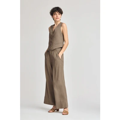 Abbildung von Polo Club Damen Hose Deia Taupe Aus Baumwolle Und Leinen Mit Details 38