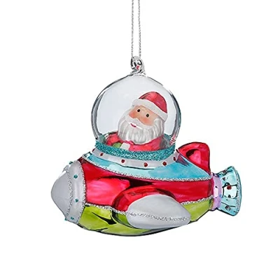 Abbildung von MAGIC Christbaumschmuck Glas Weihnachtsmann im Flugzeug 10cm Weihnachtsfiguren bunt