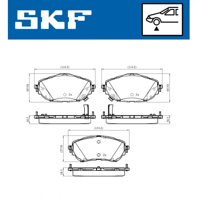 Abbildung von SKF VKBP 80429 A Bremsbelagsatz mit akustischer Verschleißwarnung TOYOTA: Auris Schrägheck, Corolla XI Limousine