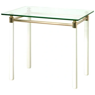 Abbildung von HAKU Möbel Beistelltisch vergoldet, weiß, Massivholz, Metall, Sicherheitsglas Maße: B 60 cm x H 54 T 50 cm, Style: Contemporary