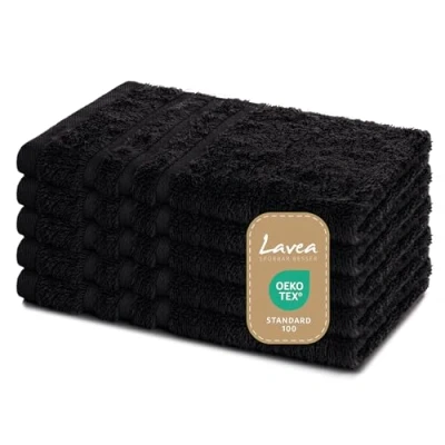 Abbildung von Lavea Gästehandtuch Elena, 30x50cm aus 100% Baumwolle, fusselfreies, pflegeleichtes hautfreundliches Set (Set, 5 St), einzigartig weiche Frottee Gästehandtücher für jeden Hauttyp