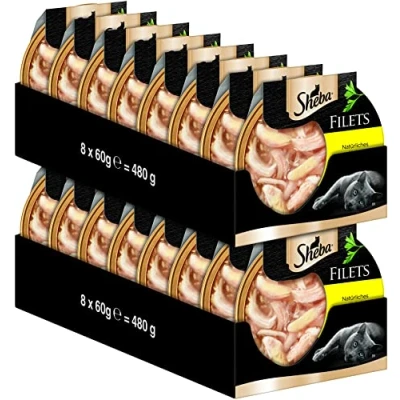 Abbildung von SHEBA Filets Feinstes Katzennassfutter 16 x 60g Schalen mit Huhn Nassfutter für Katzen Großpackung