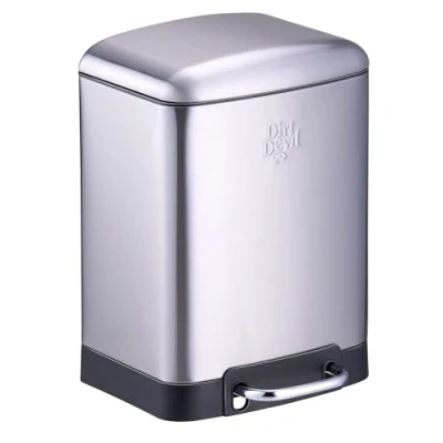 Abbildung von Dirt Devil Tretmülleimer 6L Mülleimer Küche mit Soft Close Abfalleimer aus Edelstahl Herausnehmbarer Inneneimer Küchenmülleimer 23 x 22,5 32,5 CM Silber