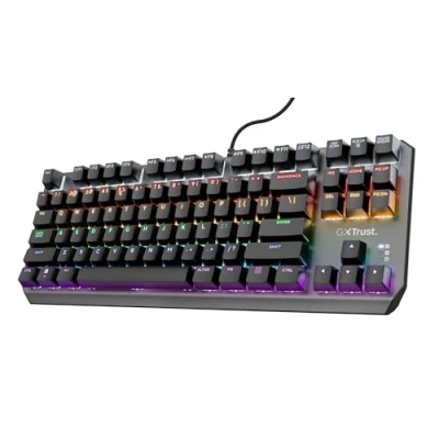 Abbildung von Trust Gaming GXT 834 Callaz TKL mechanische Tastatur mit UK Layout, kompaktes Tenkeyless Design (80%), Outemu Schalter, mehrfarbige LED Beleuchtung, USB für PC, Laptop, Mac