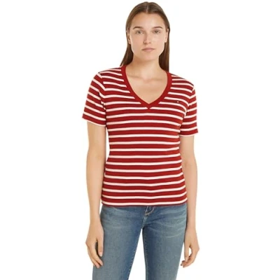 Abbildung von Tommy Hilfiger SLIM CODY Tshirt basic, Damen, Größe: 3XL, Breton/dark magma/ecru