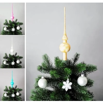 Abbildung von JACK Christbaumspitze Spitze Glas 28cm Eislack Glanz Matt Baumspitze Mundgeblasen Box, Farbe:Gold
