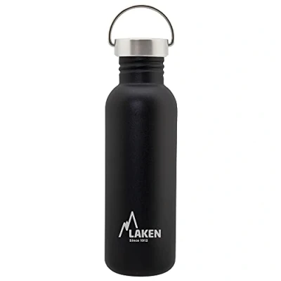 Abbildung von Laken Basic Edelstahlflasche, Trinkflasche Weite Öffnung mit Edelstah Schraubverschluss, BPA frei 0,75L, Schwarz