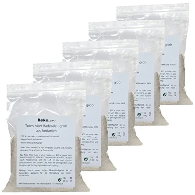 Abbildung von Rekosan Totes Meer Salz 5 x 1 kg Badesalz aus Jordanien Meersalz grob