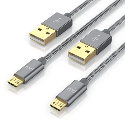 Abbildung von CSL 2X 3m Micro USB Kabel 2,4A Schnellladekabel Nylonkabel + Metallstecker Ladekabel Datenkabel für Android Smartphones Samsung Galaxy HTC Huawei Sony Nexus Nokia Kindle