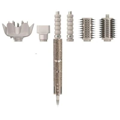 Abbildung von Shark FlexStyle Sparkle Limited Edition Gold Diamond 5 in 1 Haarstyler und trockner mit Lockenaufsatz, Paddelbürste, Ovalbürste, Konzentrator, Diffusor, Aufbewahrungsbox, ohne Hitzeschäden HD446JSEU