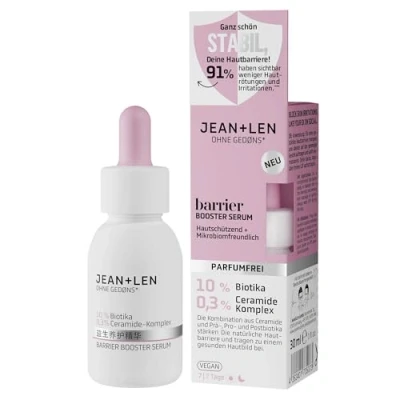 Abbildung von Jean &amp; Len Barrier Booster Serum, ideal für jeden Hauttyp, unterstützt das Mikrobiom der Haut, sichtbar weniger Hautrötungen Hautirritationen, parfümfreies Gesichtsserum, vegan, 30 ml