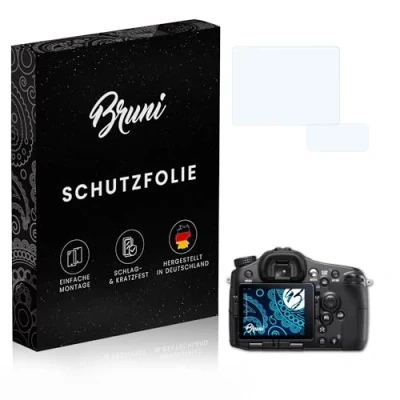Abbildung von Bruni Schutzfolie kompatibel mit Sony Alpha A77 SLT Folie, glasklare Displayschutzfolie (2er Set)