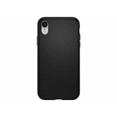 Abbildung von Apple iPhone XR Hülle Silikon Spigen Soft Case/Backcover Handyhülle Schwarz Shockproof/Stoßfest Kein Design
