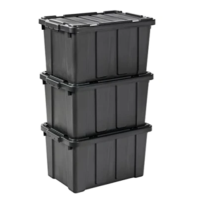 Abbildung von Iris Ohyama Heavy Duty Organisation Boxes, 50L, 3er Set, Rot, Groß, Robust, Stapelbar, Aufbewahrungsbox, Für Garage, Regale, Umzug, Plastik, Utility, Werkzeugkiste, DDSKT 450