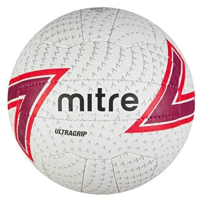 Abbildung von Mitre Ultragrip Netball Ball für alle Bedingungen beliebter Stil langlebiges Design, Weiß/Chili/Scharlachrot/Schwarz, 4