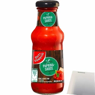 Abbildung von Gut&amp;Günstig Paprika Sauce ungarischer Art feurig pikant (250ml Glas) + usy Block