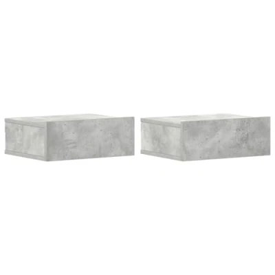 Abbildung von vidaXL 2X Nachttisch mit Schublade Hängend Nachtkommode Nachtschrank Nachtkonsole Wandboard Wandregal Regal Betongrau 40x30x15cm Holzwerkstoff