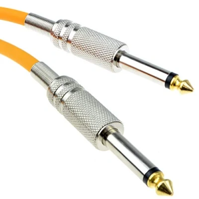 Abbildung von Profi 6,35 mm Verluste Lärm Gitarren Kabel Metall Anschlüsse Orange 6 m Vergoldeten [6 Meter/6m]