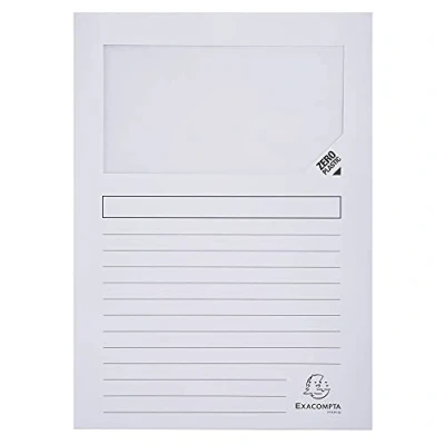 Abbildung von Exacompta 50270E 25er Pack Fenstermappen Super PEFC zertifiziert Karton 160g/m² praktisch und robust für DIN A4 weiß Dokumentenmappe Einschlagmappe
