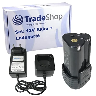 Abbildung von Trade Shop 2in1 Set: Li Ion Werkzeug Akku 12V / 2000mAh + Schnellladegerät 10,8V/12V ersetzt Worx WA3503 WA3505 WA3509 Rockwell RW9300