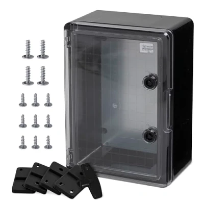 Abbildung von BOXEXPERT ABS Kunststoff Gehäuse, IP65, Wandschrank, Industriegehäuse, Leergehäuse, 350x250x150mm, schwarz, transparent, Montageplatte, Verriegelung, Gehäuse der Serie Fleet