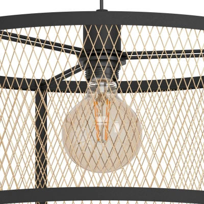 Abbildung von Hängelampe Dellow, Ø 45 cm, schwarz/messingfarben, Stahl