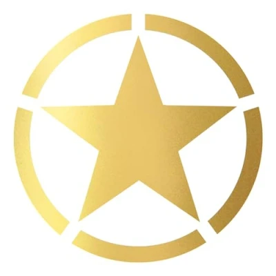Abbildung von Finest Folia 2er Set Autoaufkleber Army Stern Sticker Folie für Auto Motorrad Anhänger Aufkleber US Star selbstklebend wetterfest Kfz Zubehör K167 (Gold, 20x20cm)