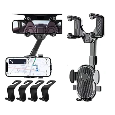 Abbildung von Hitopin Multifunktionale Handyhalterung Rückspiegel,Handyhalterung Auto, 360 Grad Drehbarer Und Einziehbarer Autotelefonhalter, Auto Rückspiegel Handyhalter, für alle Mobiltelefone