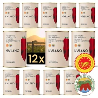 Abbildung von NOLANO 12x 400g San Marzano Tomaten Dose DOP ganz &amp; geschält + 12 einheimische Rezepte vom Hersteller (12x 400g)