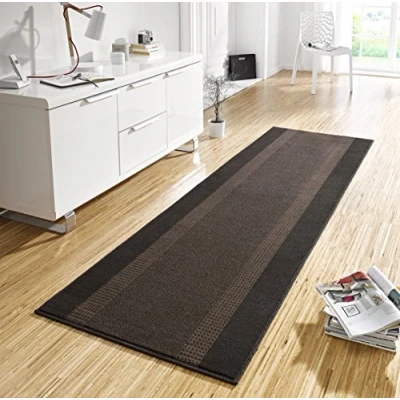 Abbildung von Hanse Home Teppich Läufer Band 80x500cm Teppichläufer Weicher Kurzflor Modernes Design für Flur, Schlafzimmer, Kinderzimmer, Badezimmer, Wohnzimmer, Küche Dekoläufer Braun