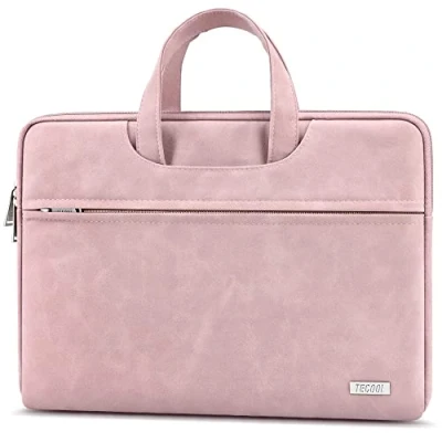 Abbildung von TECOOL 13,3 Zoll Laptop Tasche Hülle für 13.6 MacBook Air M3 M2 2024 2022,13 Pro/Air M1 2022 2012,14 Pro 2023 2021,wasserdichte Notebooktasche Leder Schutzhülle,Rosa