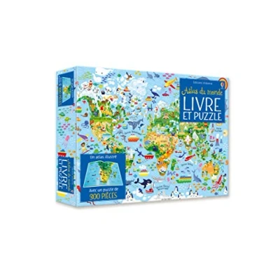 Abbildung von Coffret Atlas du monde (Livre + puzzle de 300 pièces): livre et