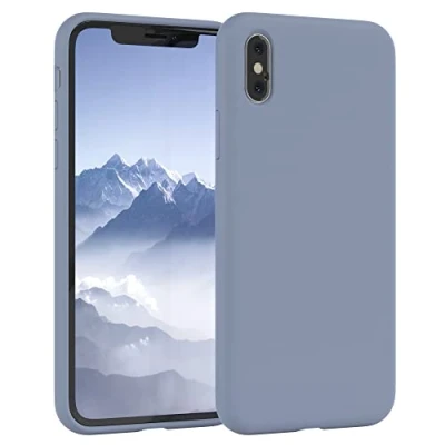 Abbildung von EAZY CASE Premium Silikon Handyhülle kompatibel mit iPhone X/XS, Slimcover Kameraschutz und Innenfutter, Silikonhülle, Schutzhülle, Bumper, Handy Case, Hülle, Softcase, Eisblau, Blau