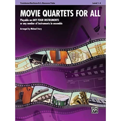 Abbildung von Movie Quartets for All Trombone / Baritone B.C. Bassoon Tuba: Playable on Any Four Instruments or Number of in Ensemble (Movie Instrumental Ensembles All)