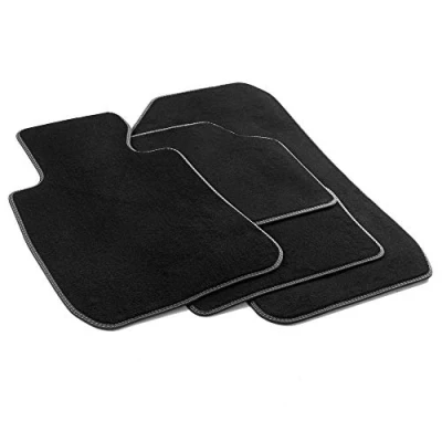 Abbildung von MDM PRO 301 Fußmatten für BMW 3er (E90) / touring (E91) 03.2005&gt;2011, Passgenau Velours Kunstlederkanten und doppelten Steppnaht Chromnähte, black