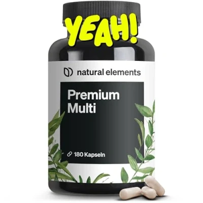 Abbildung von Premium Multivitamin 180 hochdosierte Komplex Kapseln wertvolle Vitamine A Z Rohstoffe mit Bioaktiv Formen ohne unnötige Zusätze in Deutschland produziert &amp; laborgeprüft St